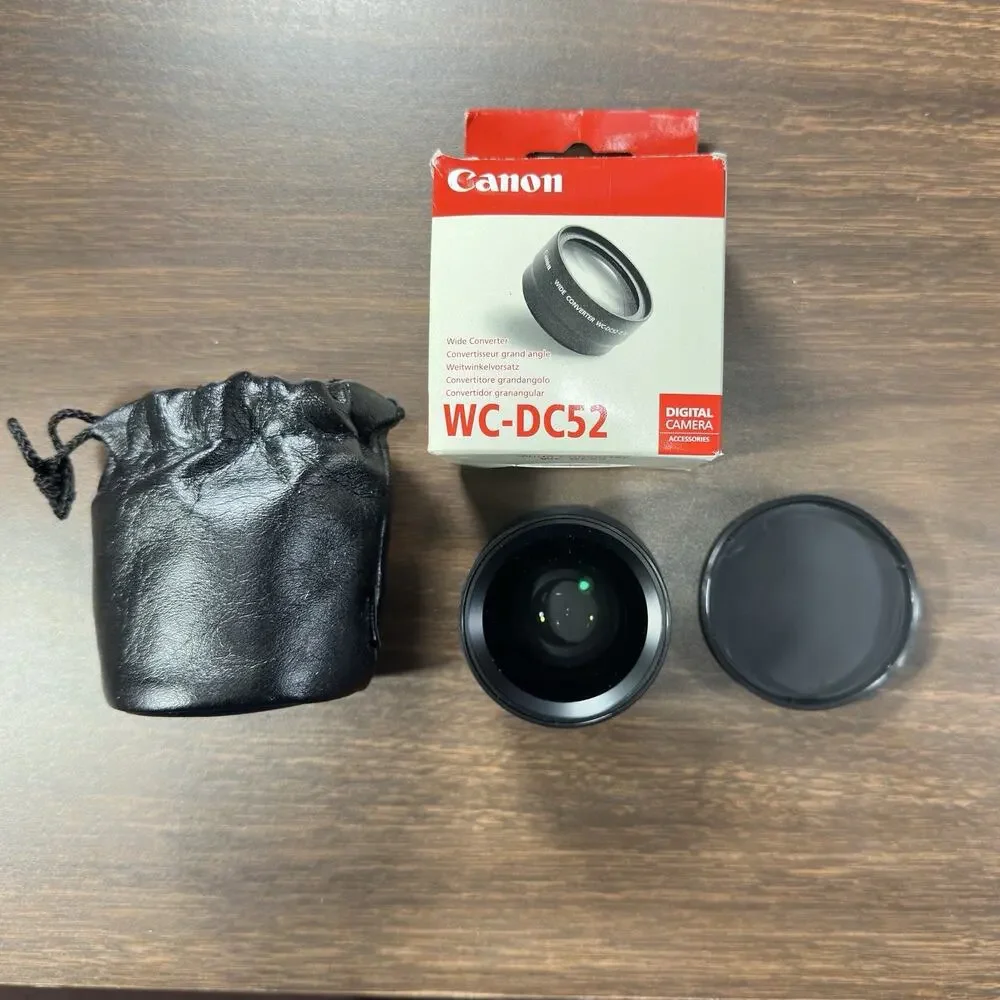 Canon WC-DC52 0.7x Wide Converter Lens w Box Cap Pouch Made Japan